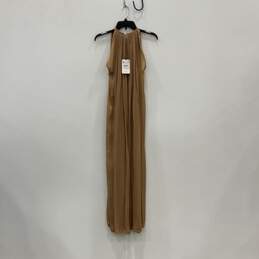 NWT Zara Womens Tan Sleeveless Crew Neck Long Maxi Dress Size Medium alternative image