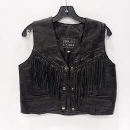 Navarre Leather Co. Black Leather Fringe Vest Women's Size L