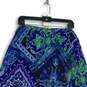 Womens Blue Green Printed Elastic Waist Flat Front Pull-On A-Line Skirt Size 3 image number 3