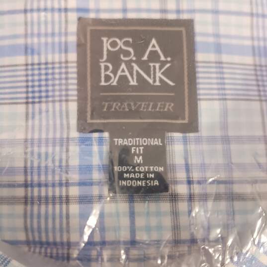 Jos. A. Bank Men's Blue Plaid Dress Shirt Size Medium image number 3