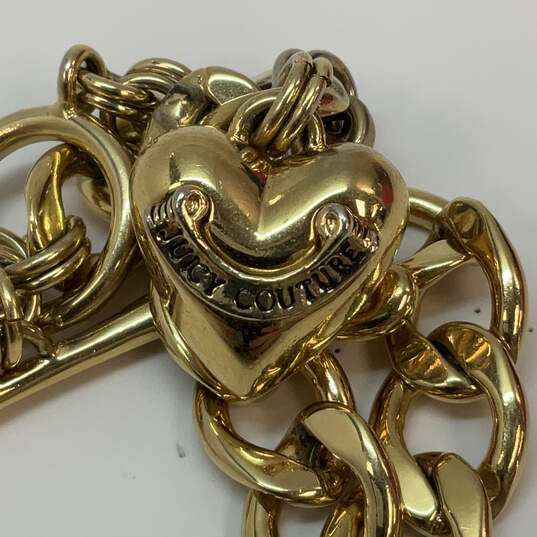 Designer Juicy Couture Gold-Tone Chain Toggle Clasp Heart Charm Bracelet image number 3