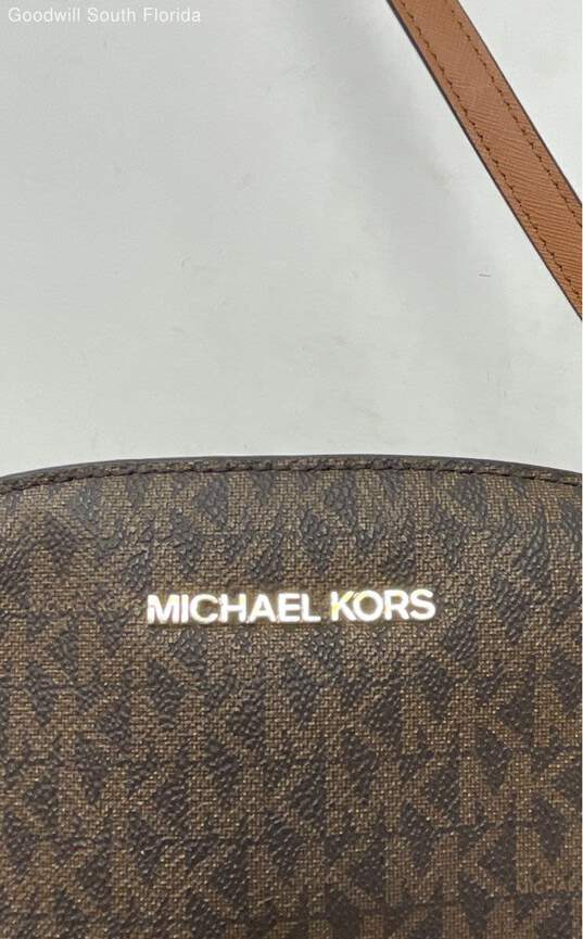 Michael Kors Womens Brown Signature Print Leather Crossbody Mini Size image number 5