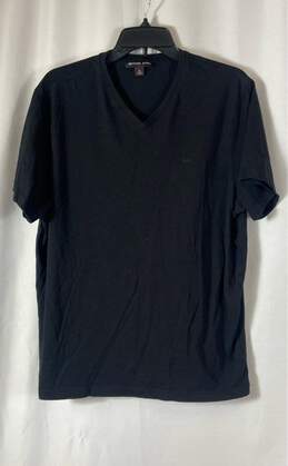 Michael Kors Womens Black Short Sleeve V-Neck Casual Pullover T-Shirt Size XL