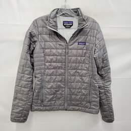 Patagonia WM's Light Gray Full Zip Nano Puffer Jacket Size SM