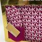 NWT Michael Kors Womens Hat Scarf And Gloves 3 Piece Set Fuchsia White O/S image number 4