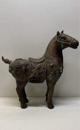 Bronze Tang Horse Statue Oriental Decorative 19 inch Tall Metal Sculpture