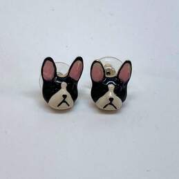 Designer Betsey Johnson Gold-Tone Enamel Bulldog Stud Earrings alternative image