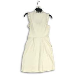 Elle Womens White Chevron Ruffle Sleeve Round Neck A-Line Dress Size 2 alternative image