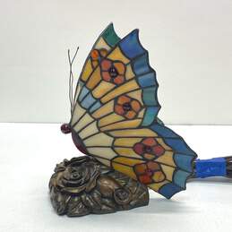 Vintage Night Light Lamp / Butterfly Stained Glass Lamp Table Top Lighting alternative image