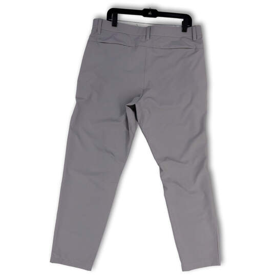 Mens Gray Flat Front Slash Pocket Straight Leg Dress Pants Size 34X32 image number 2