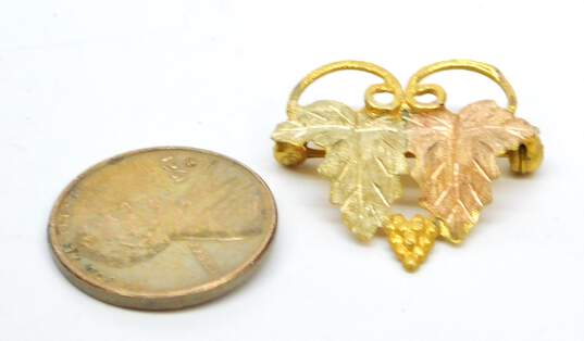 10K Yellow & Rose Gold Etched Leaf Pin/Brooch 1.8g image number 6