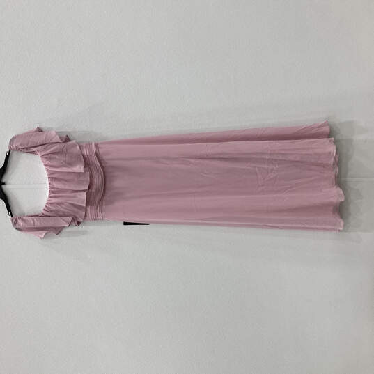 NWT Womens Pink Off The Shoulder Ruffle Pullover Bridesmaid Dress Size 3XL image number 1