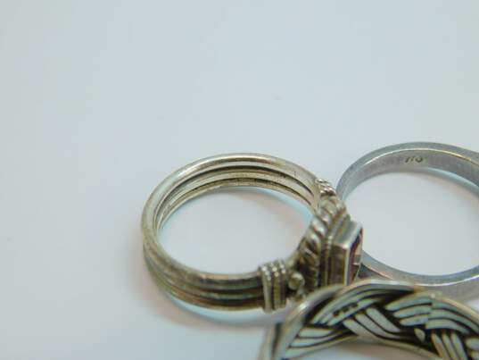 Artisan Sterling Silver Garnet Smoky Quartz Braided Rings 13.1g image number 10