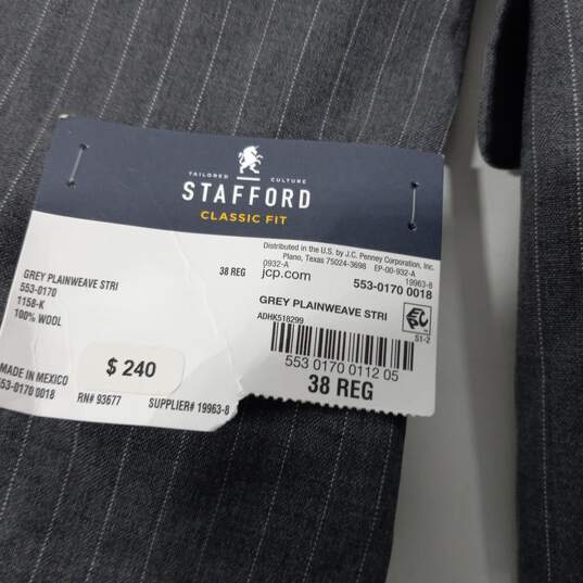 Stafford Men's Gray Wool Plainweave Stripe Suit Jacket Size 38R image number 4