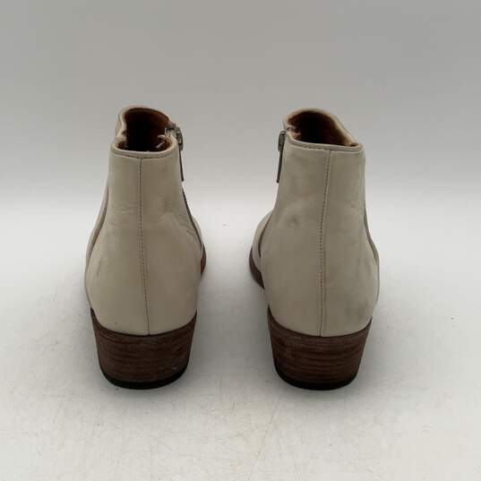 Frye Womens Carson Piping Off-White Brown Leather Side Zip Ankle Boots Size 7.5M image number 4