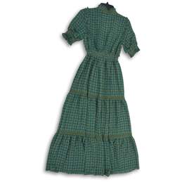 NWT Max Studio Womens Maxi Dress Tiered Puff Sleeve Smocked Waist Green Floral S alternative image