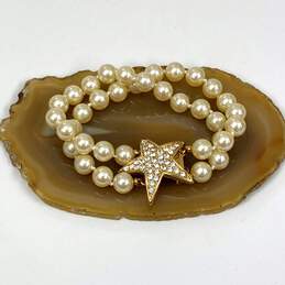 Designer Joan Rivers Gold-Tone Double Strand Rhinestone Star Beaded Bracelet