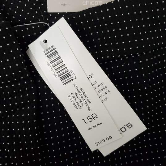 NWT Chico's WM's So Slimming Black & White Textured Dot Trousers Size 10R / 27 image number 4