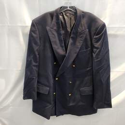 Neiman Marcus Navy Pure New Wool Double Breasted Blazer Jacket Size 46L