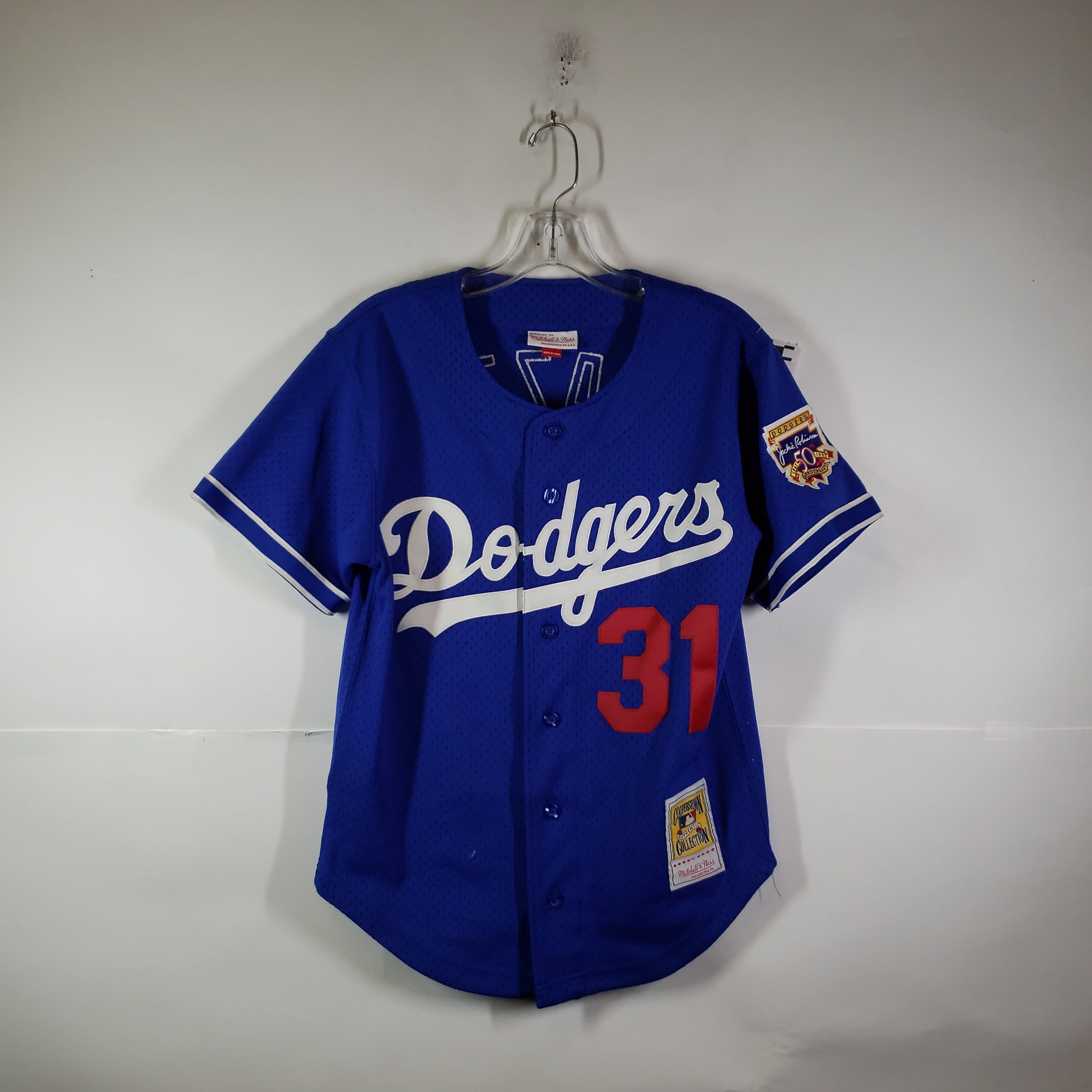 Mitchell & Ness Mens Los Angeles Dodgers Mike Piazza Authentic Jersey, S