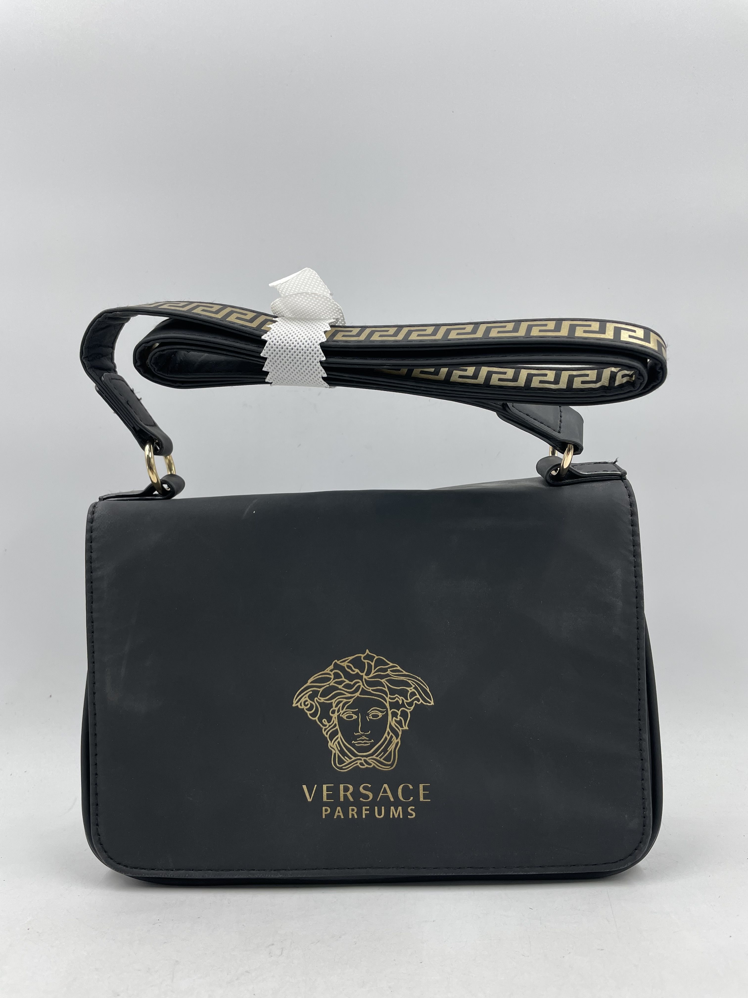 Buy the Authentic Versace Parfums Black Rubberized Crossbody ...