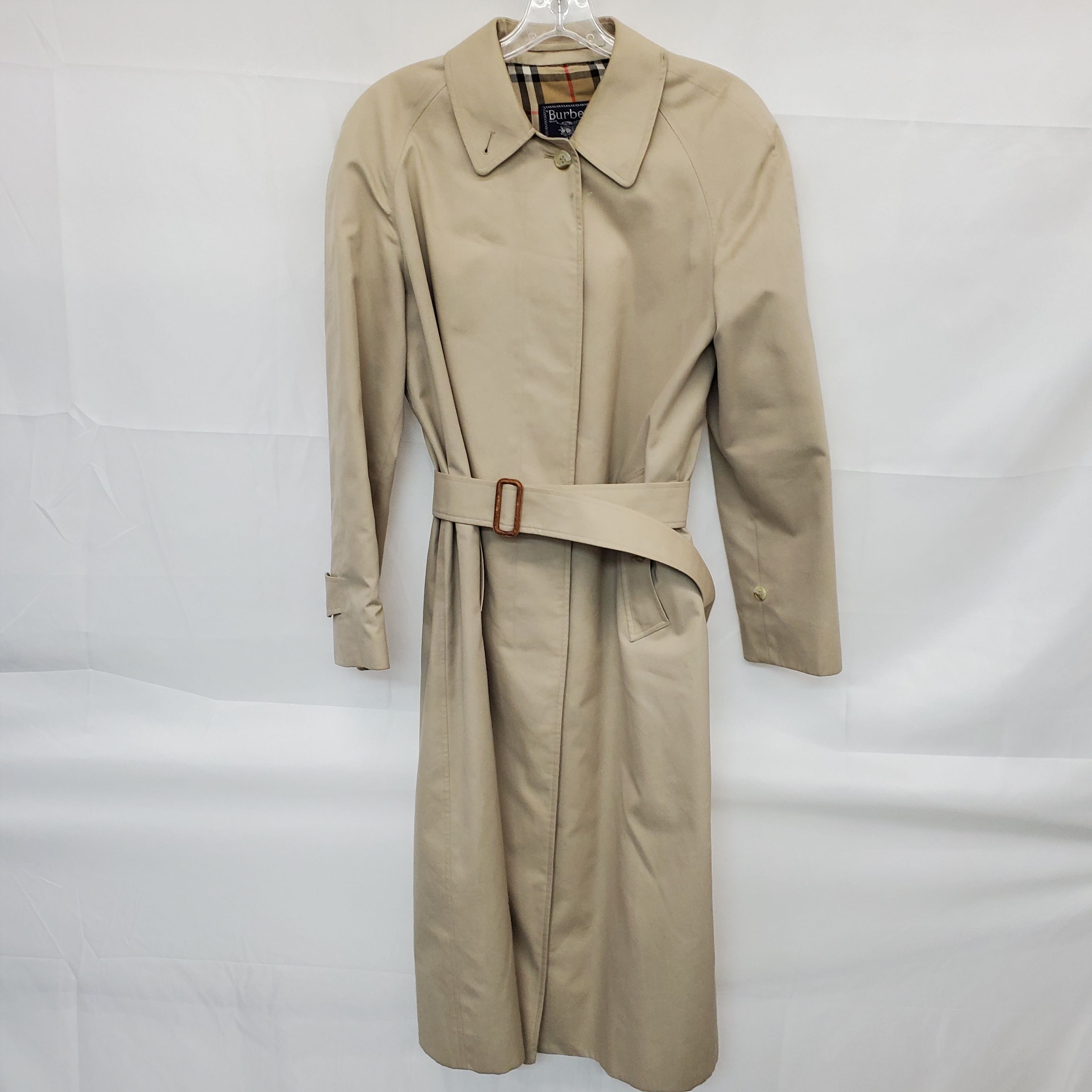 Buy the AUTHENTICATED WMNS BURBERRY BEIGE COTTON BLEND TRENCHCOAT 