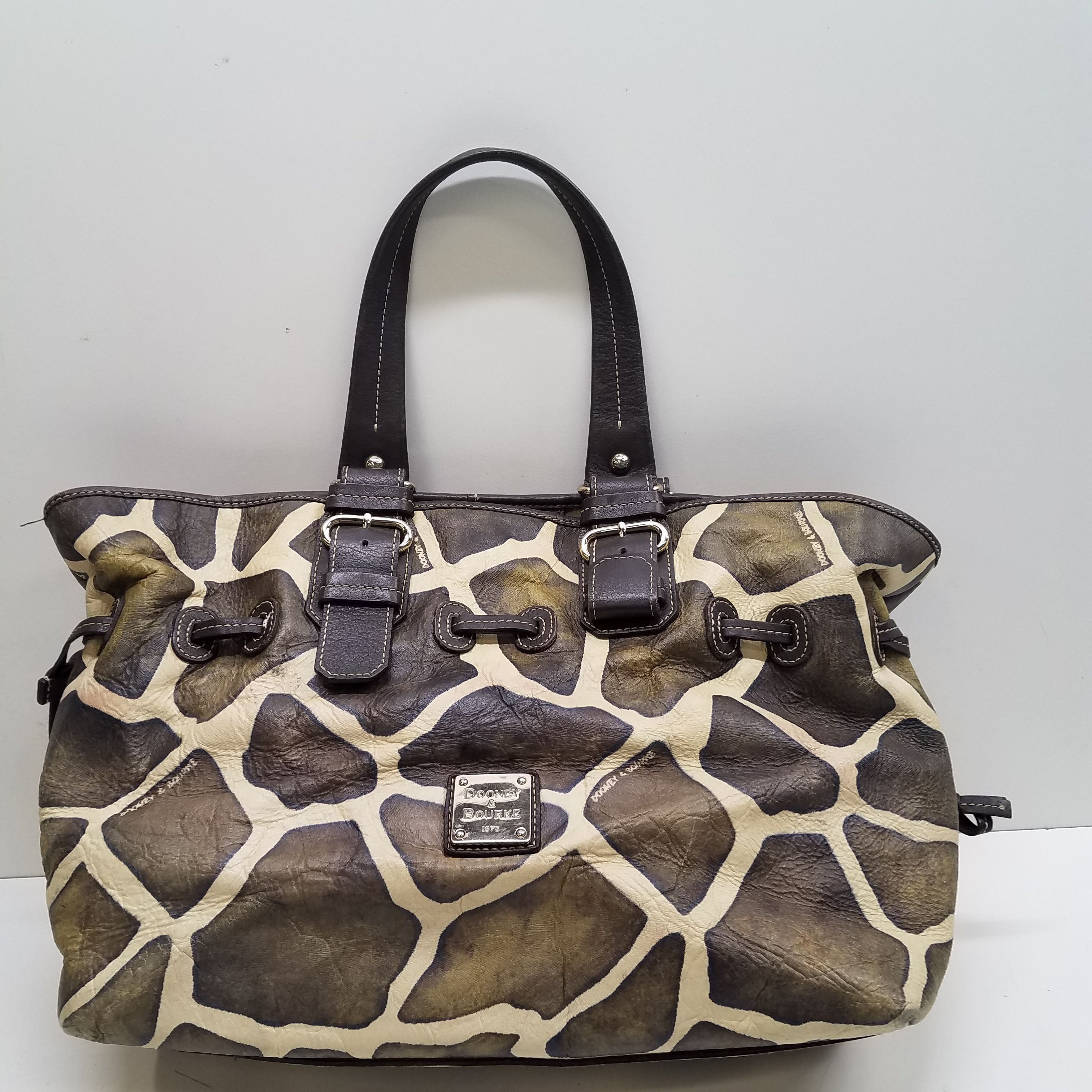 Buy the Dooney Bourke Giraffe Print Leather Large Drawstring