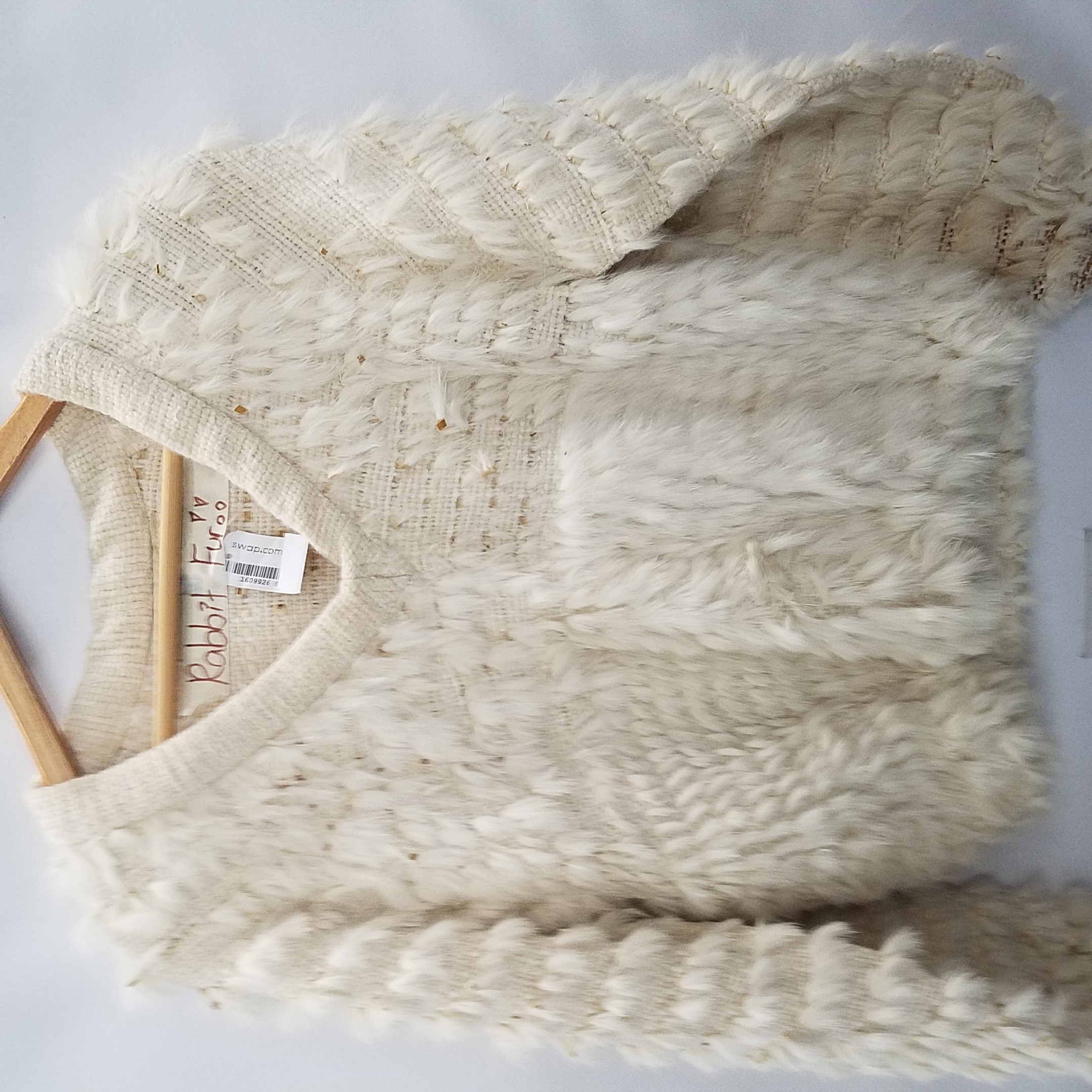 Buy the Marilyn Blumer Cream V-Neck Pull Over Rabbit Fur Sweater WM S ...