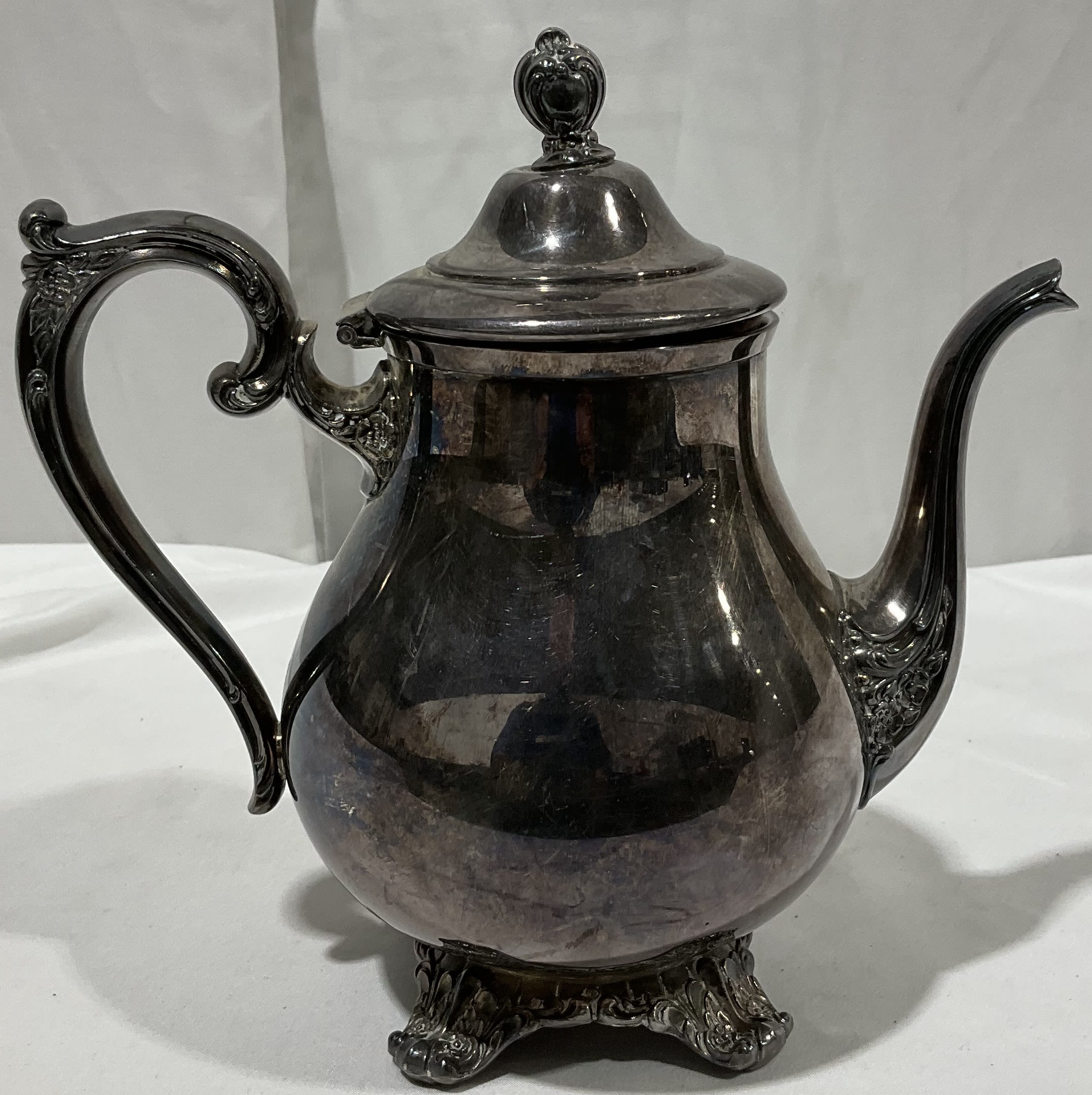 Buy the Victorian Rose Rogers & Son Silver plated Tea Pot | GoodwillFinds