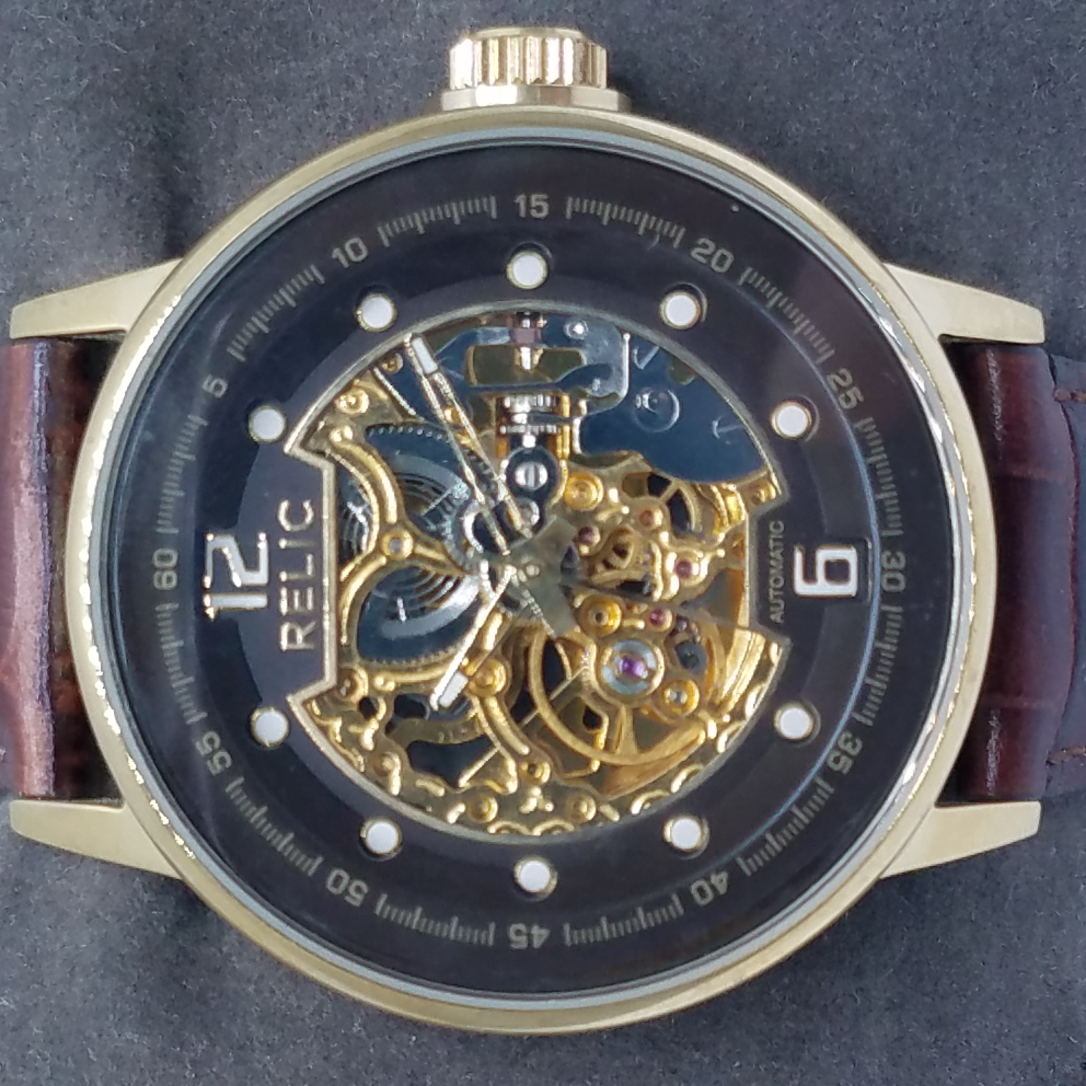 Buy the Relic ZR77241 Automatic Leather Front Back Skeleton