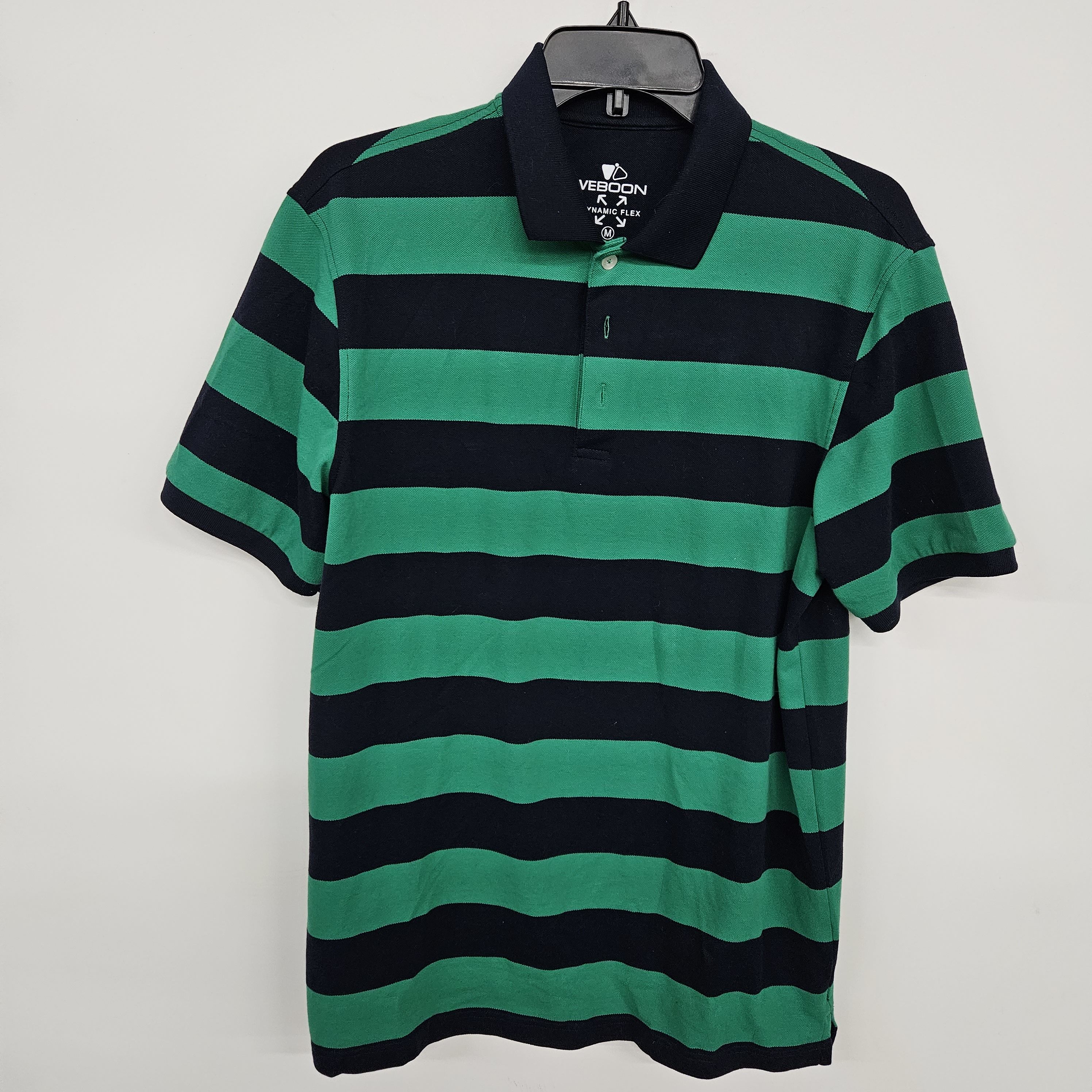 Buy the Green and Blue Striped Polo Shirt | GoodwillFinds