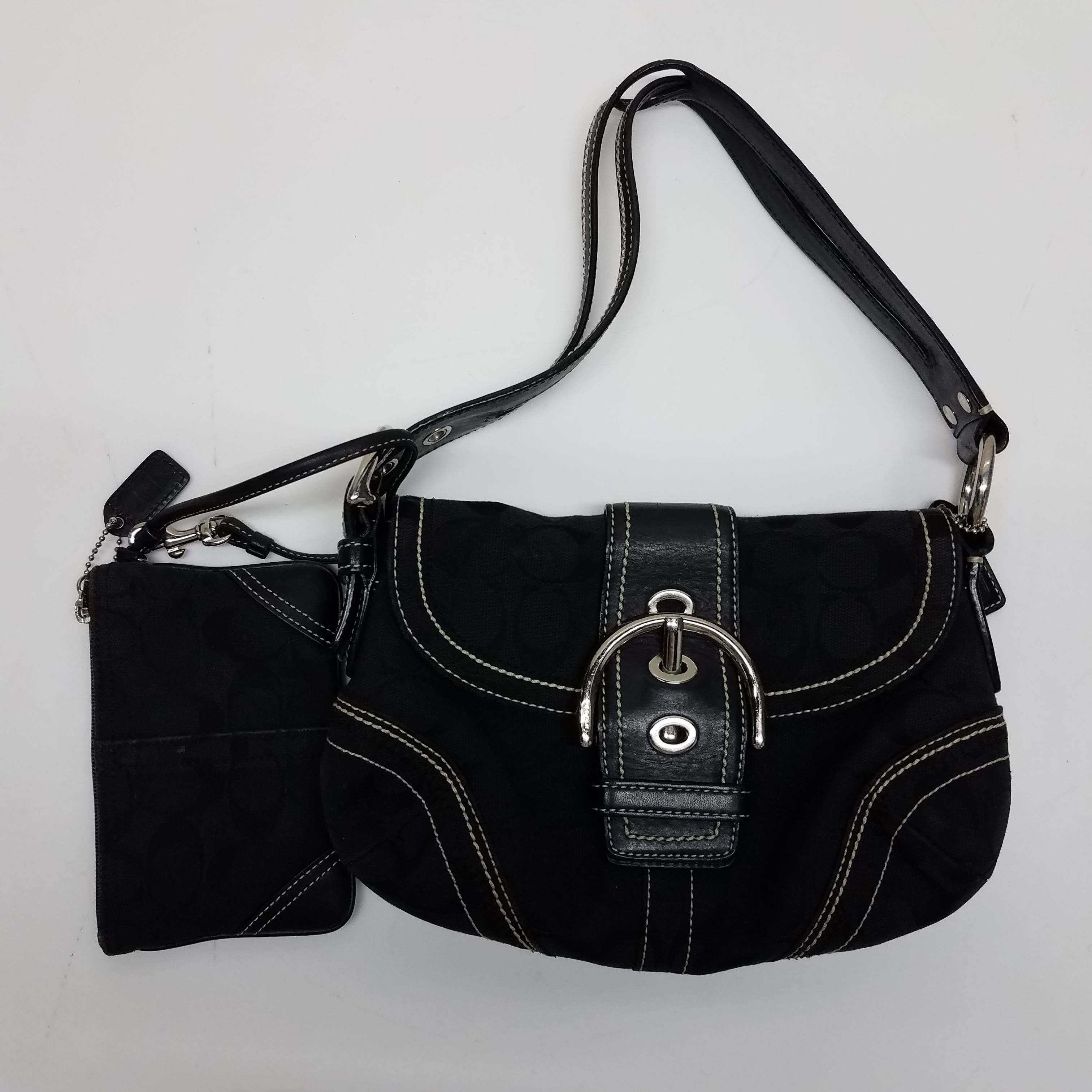 Coach Black Leather Buckle Shoulder Bag Coach