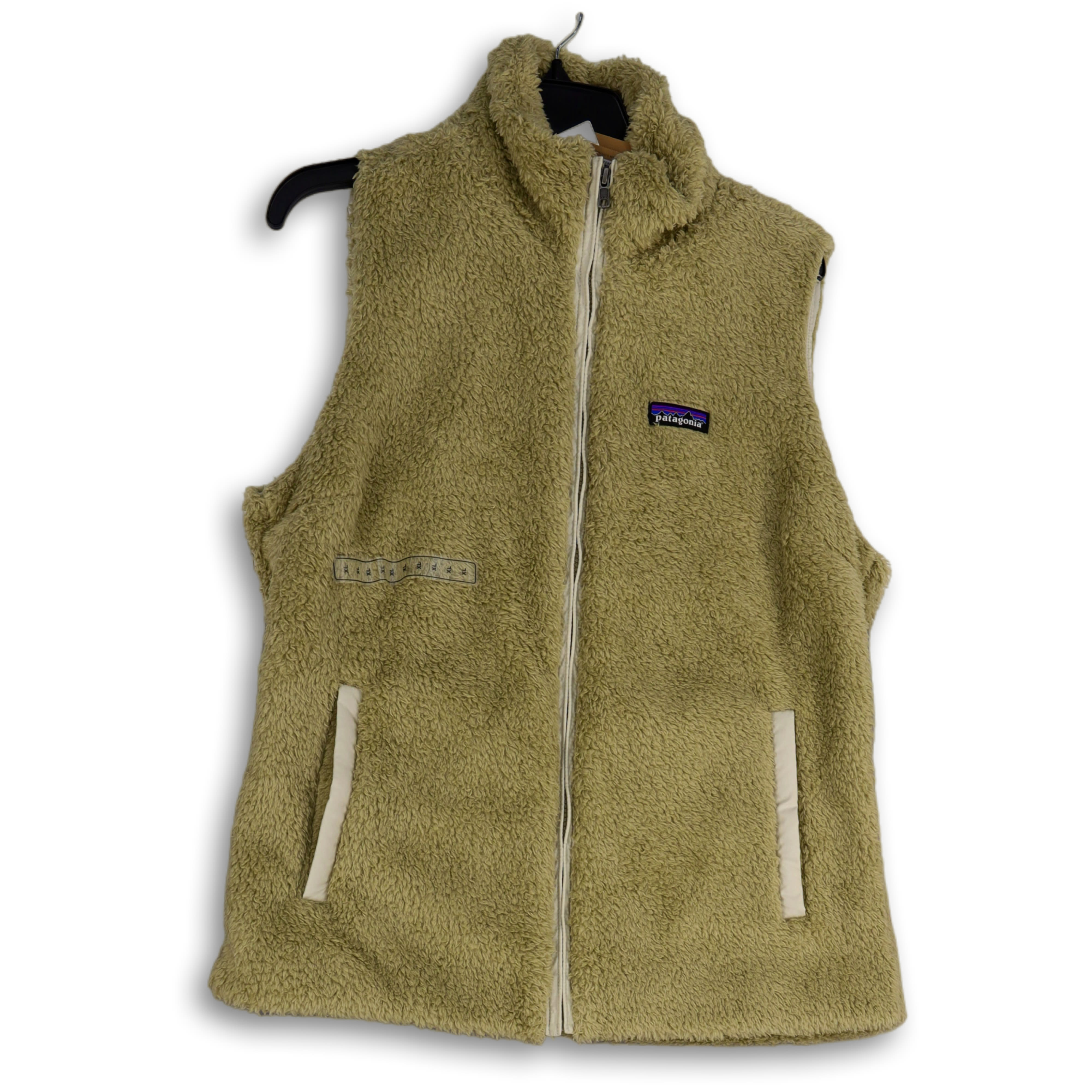 Buy the Womens Tan Los Gatos Fleece Mock Neck Sleeveless Full-Zip Vest Size  XL