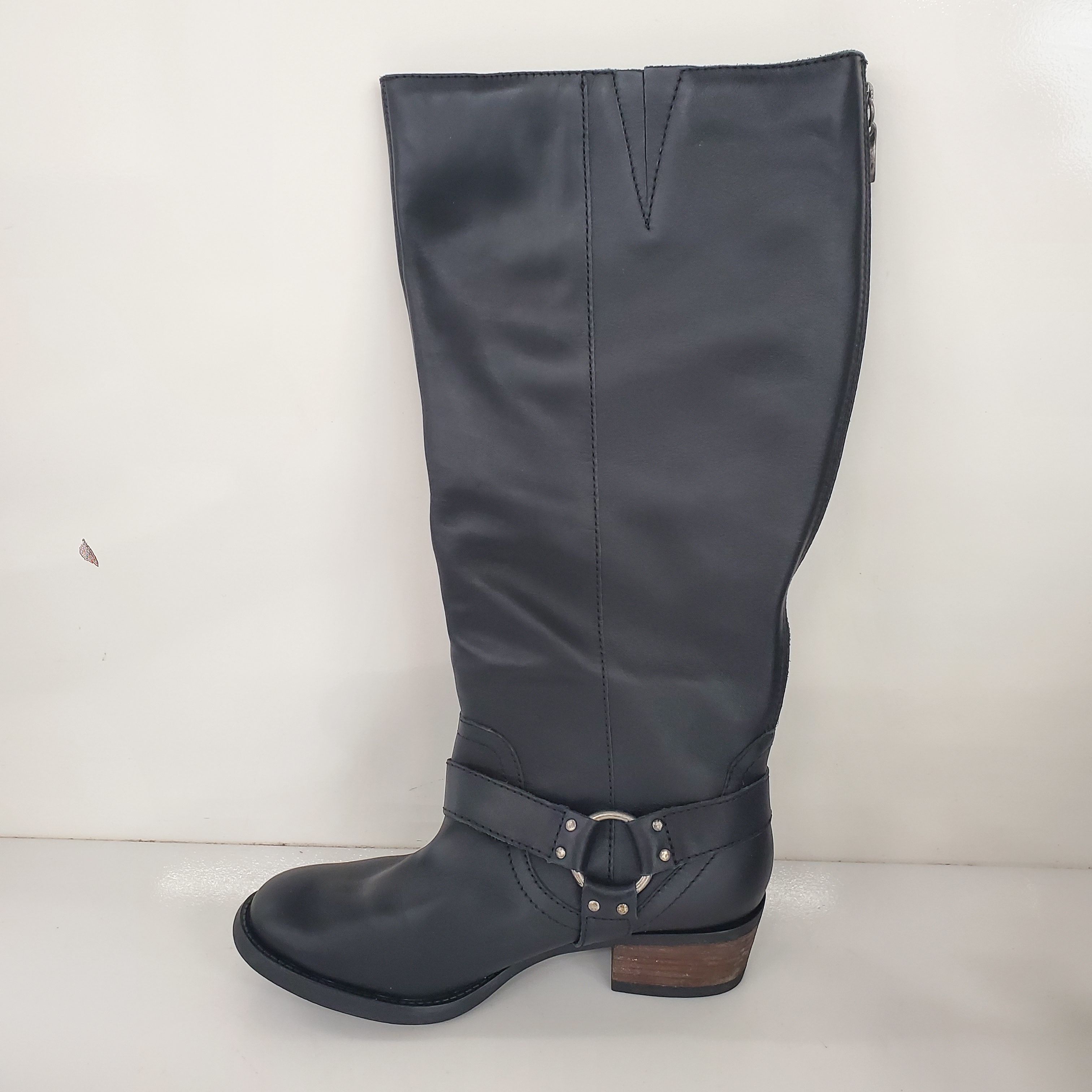 Buy the Lane Bryant Sienna Black Leather Zip Riding Boots Women's Size ...