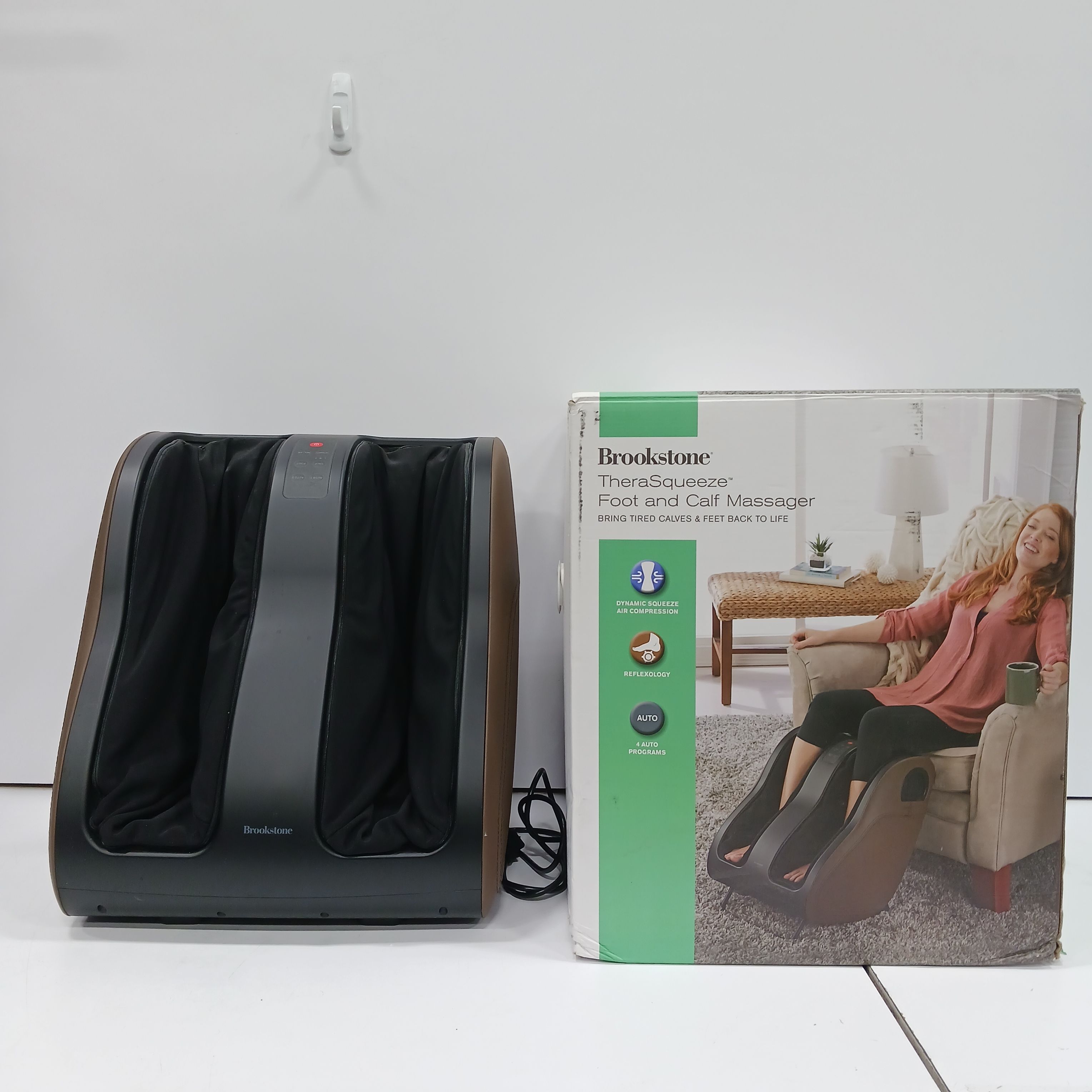 Buy the Brookstone Therasqueeze Foot And Calf Massager w Box