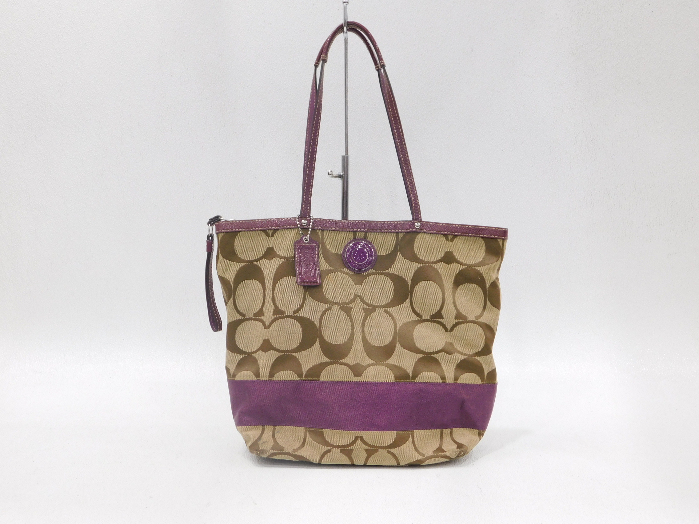 Coach signature stripe outlet tote