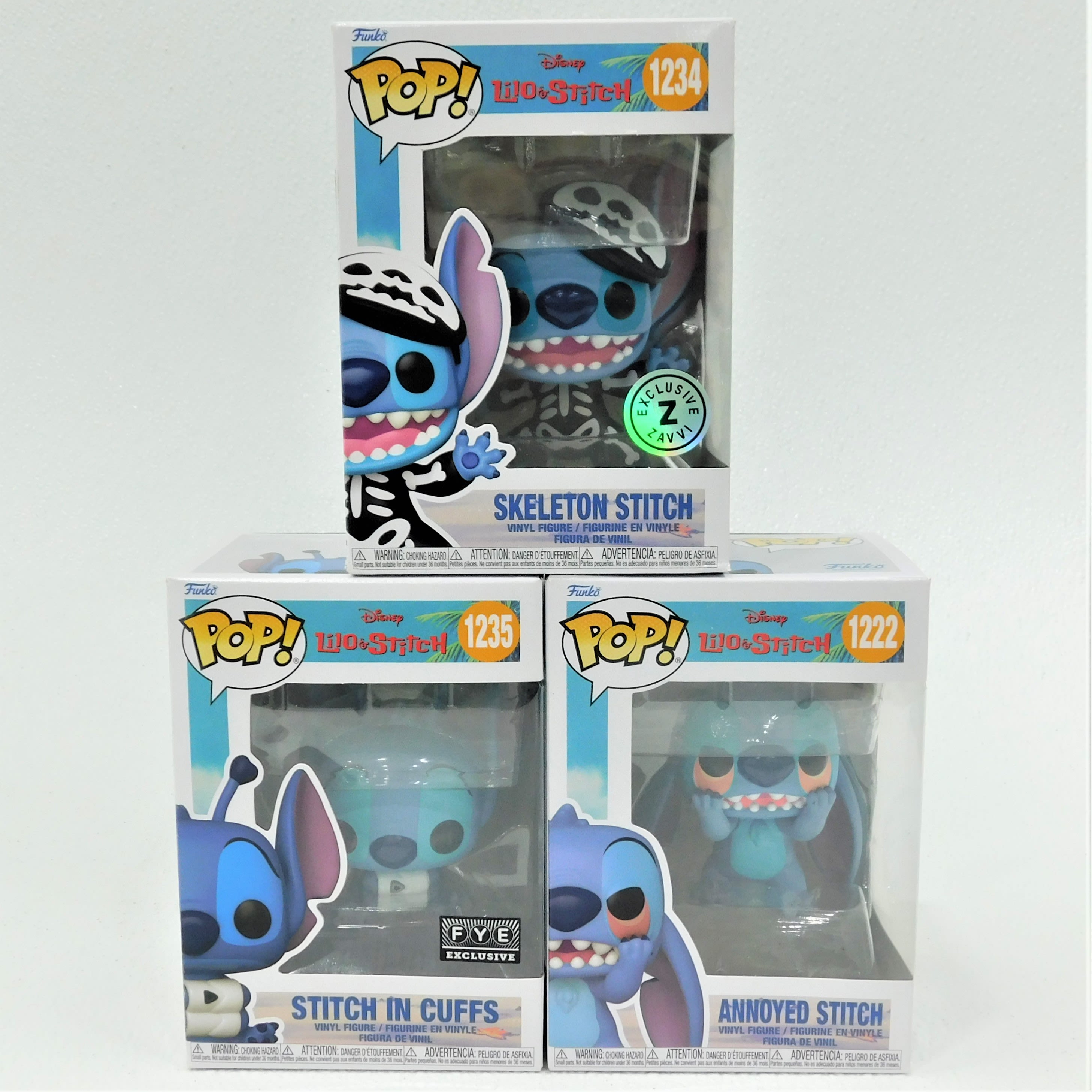 Buy Funko Pop Disney Lilo & Stitch 1222 Annoyed Stitch 1234 Skeleton Stitch  1235 Stitch In Cuffs for USD 29.99 | GoodwillFinds