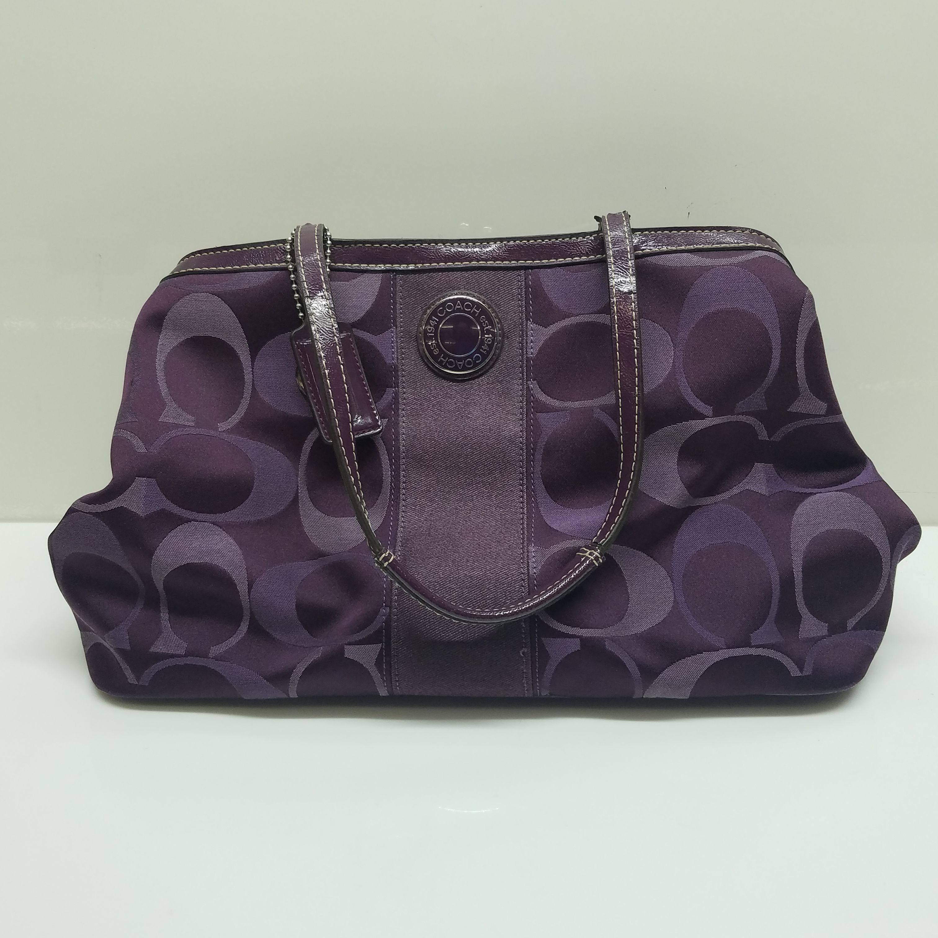 Pillow tabby leather handbag Coach Purple in Leather - 40798619