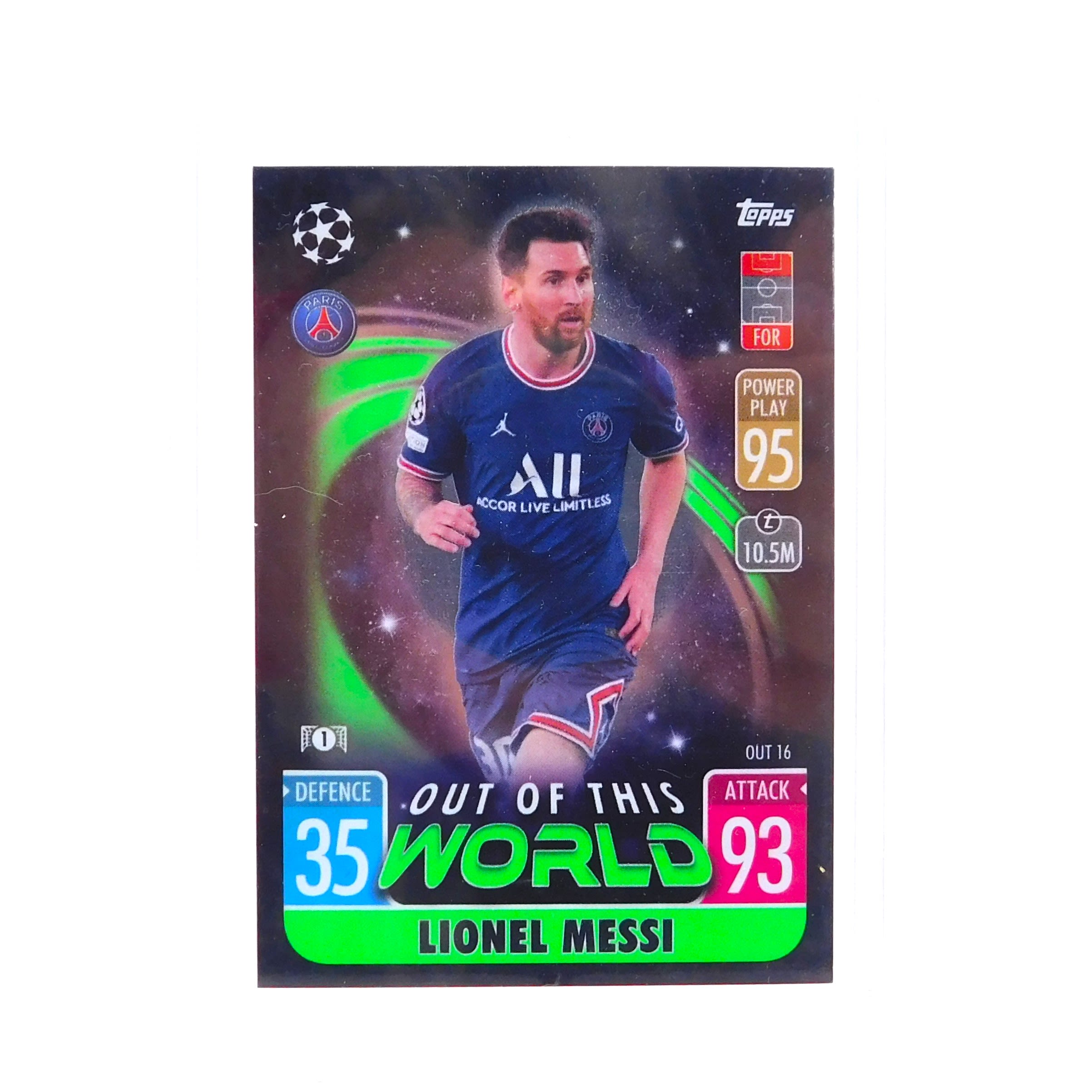 Buy the 2021-22 Lionel Messi Topps Match Attax UCL Extra Out of This World  | GoodwillFinds