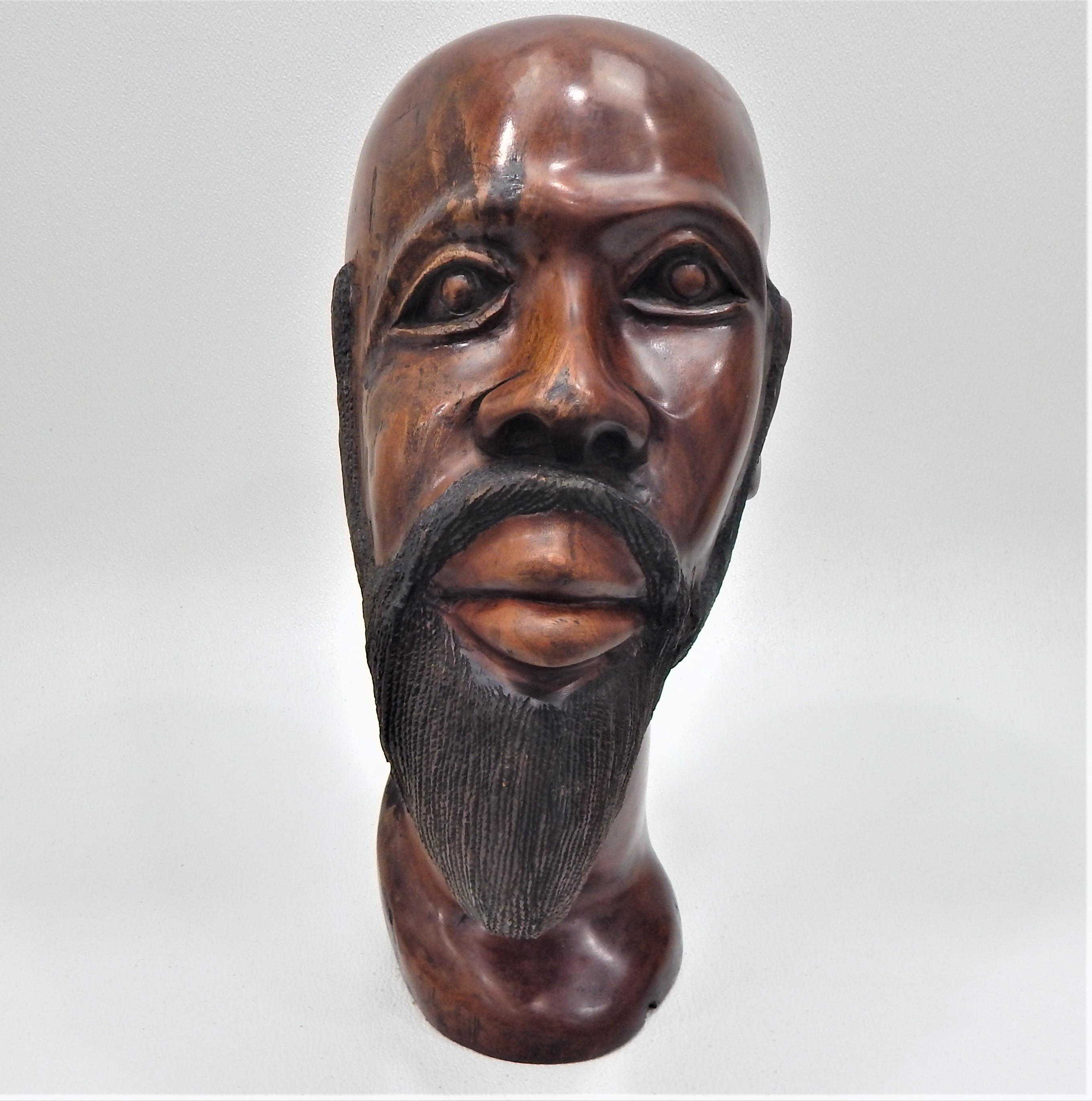 Buy the Vintage Jamaican Hand-Carved Wooden Mans Head Bust