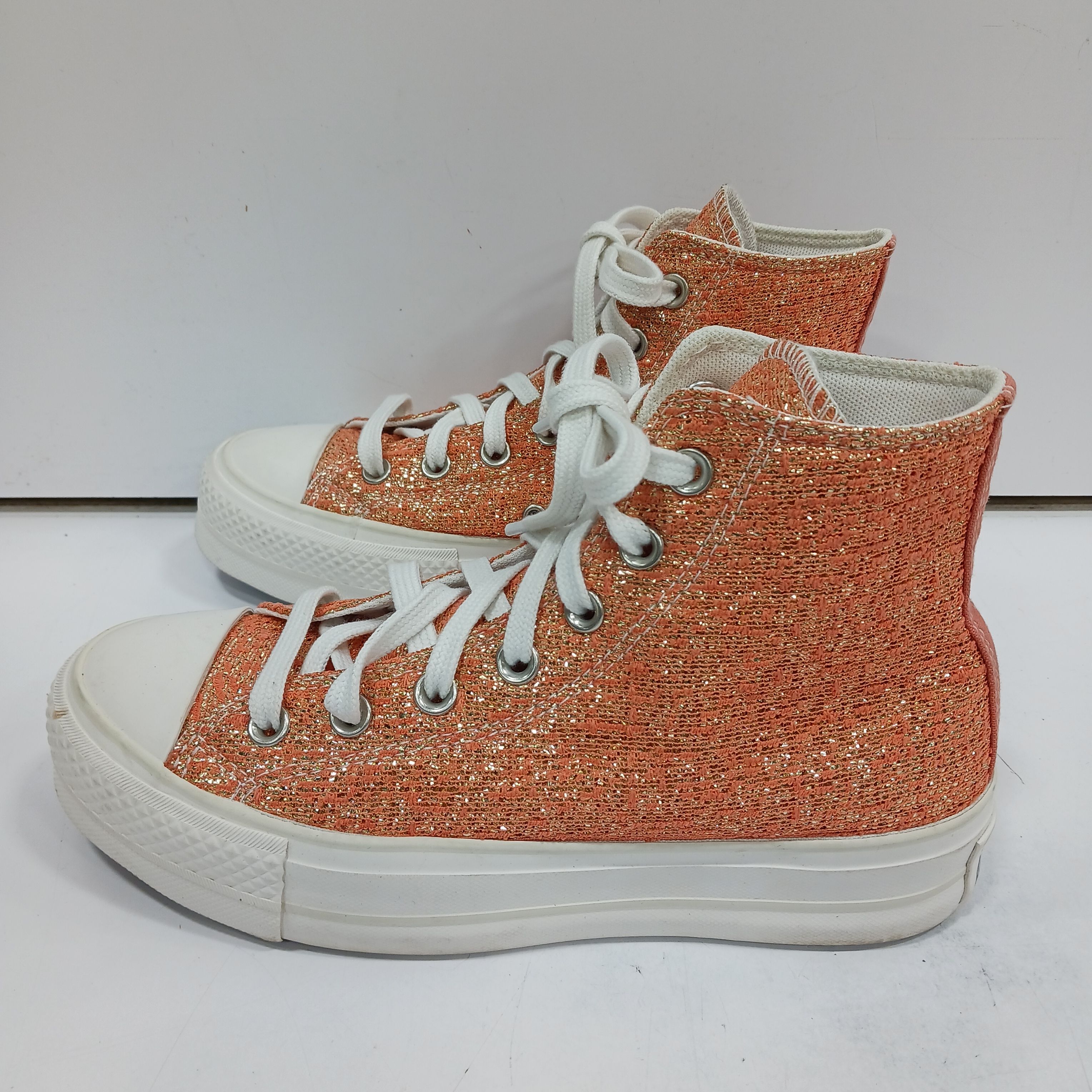 Orange clearance glitter converse