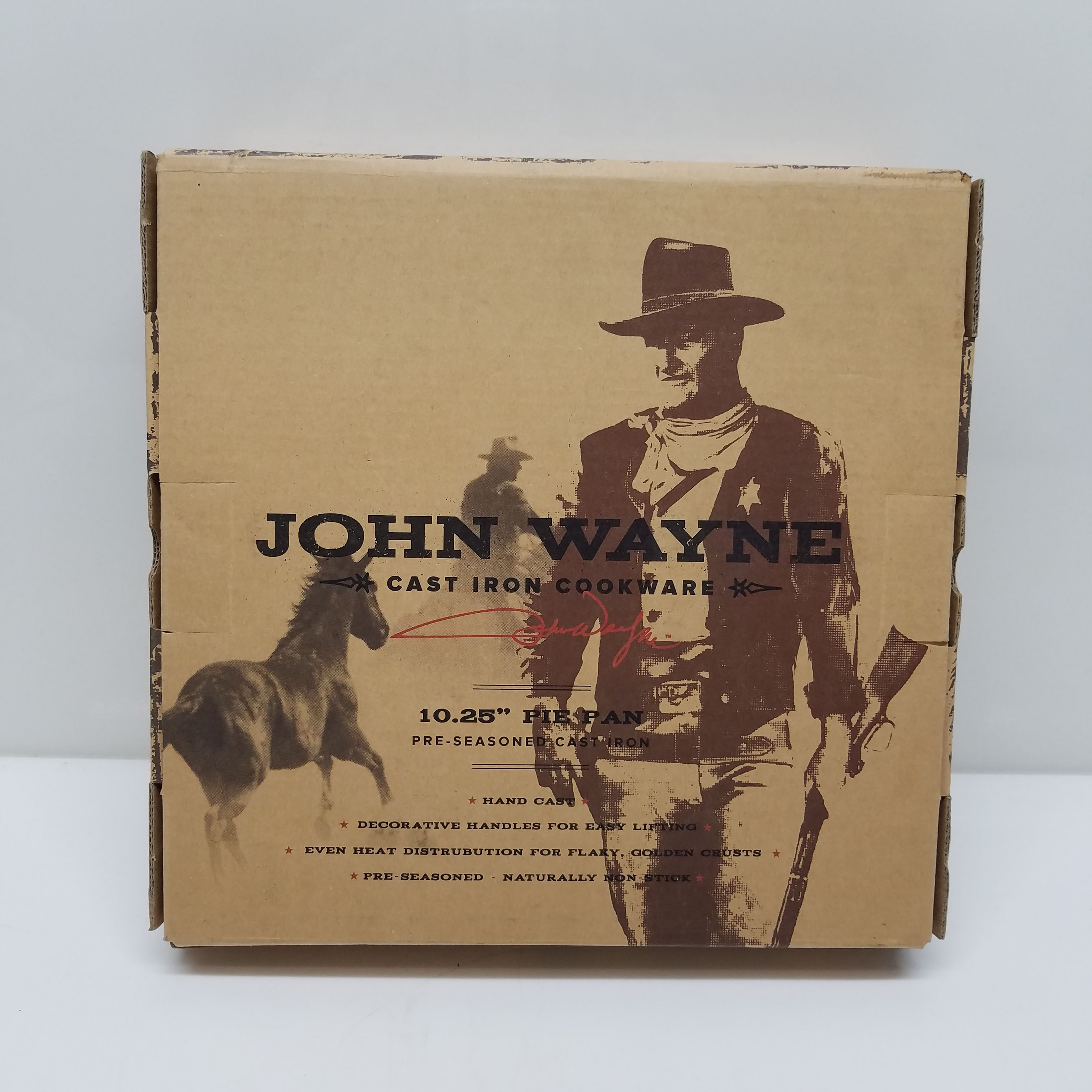 John Wayne Cast Iron Cookware 10.25” Pie Pan Foundry Seasoned NEW No Box