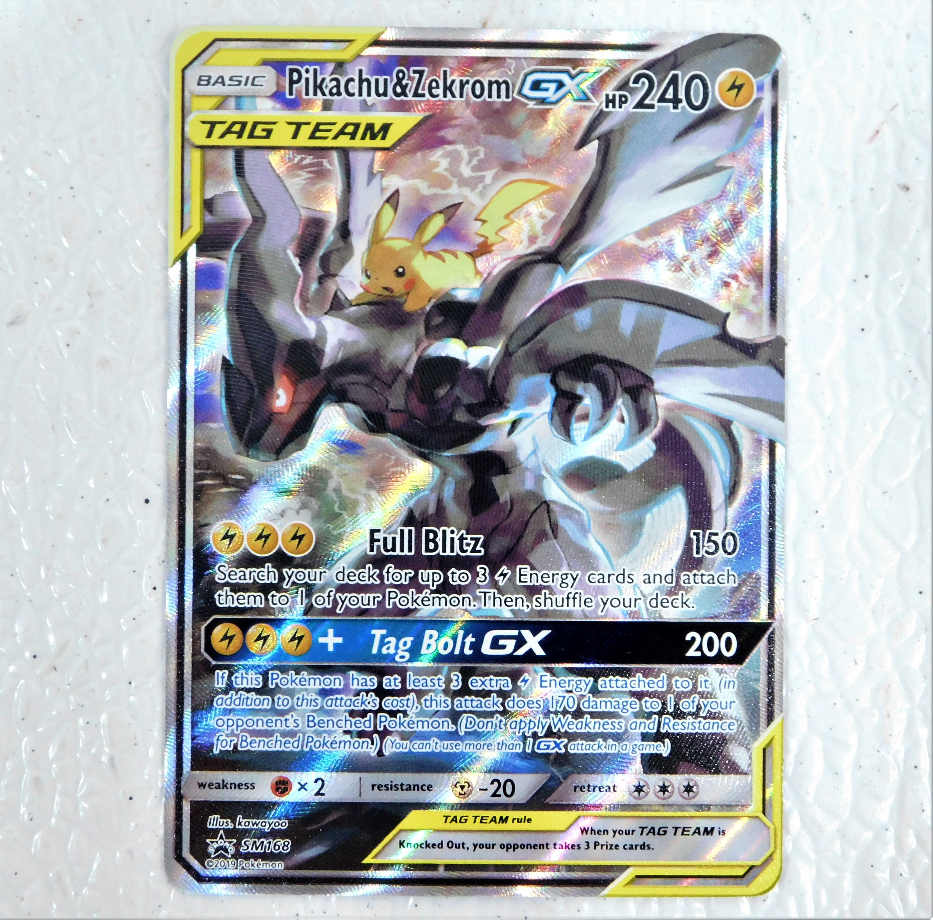 Buy the Pokemon Pikachu & Zekrom GX Tag Team Promo Holofoil | GoodwillFinds