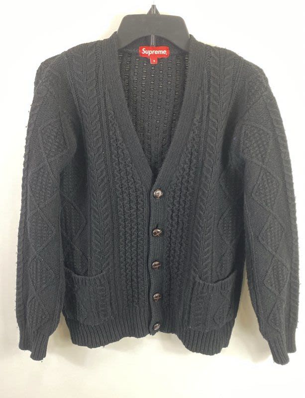 Buy Supreme Men Black Cable Knit Cardigan S for USD 299.99 | GoodwillFinds