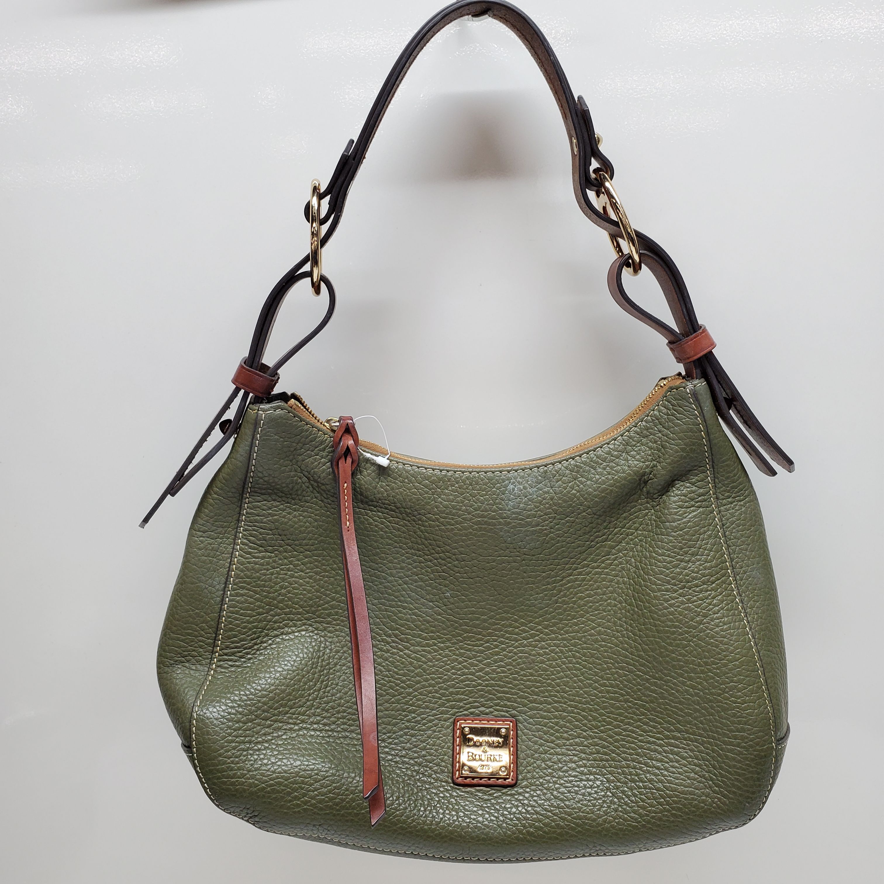 Buy the Dooney & Bourke Olive Green Leather Hobo Bag | GoodwillFinds