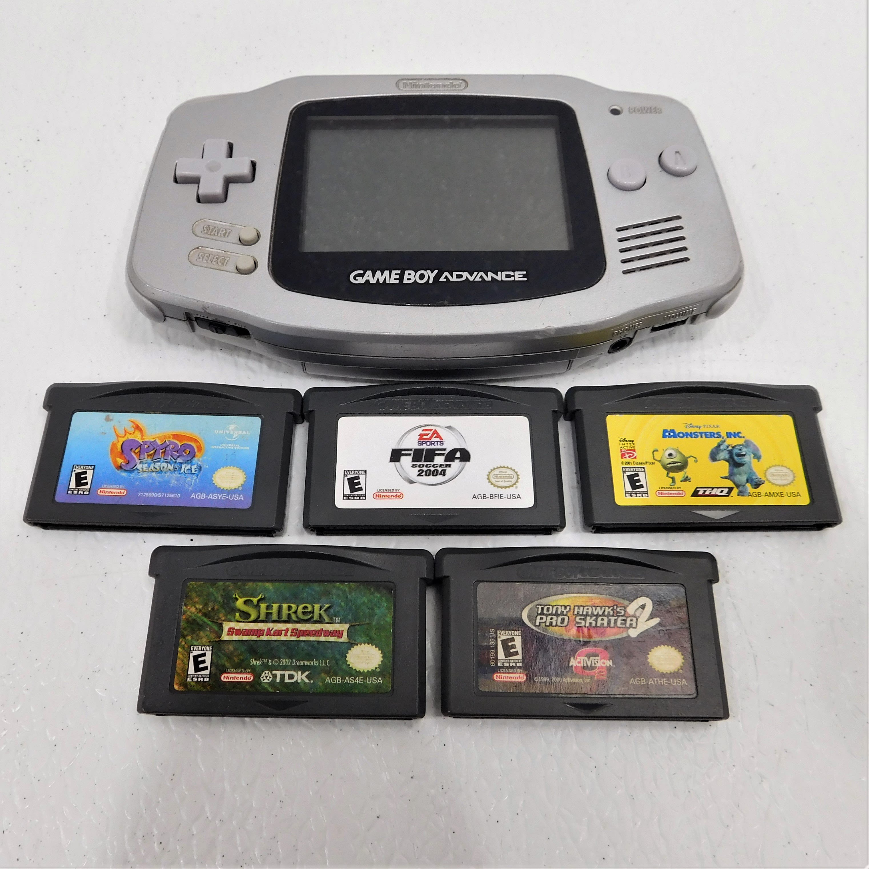 Buy the Nintendo Gameboy Advance Silver Handheld w/ Tony Hawk Spyro ...