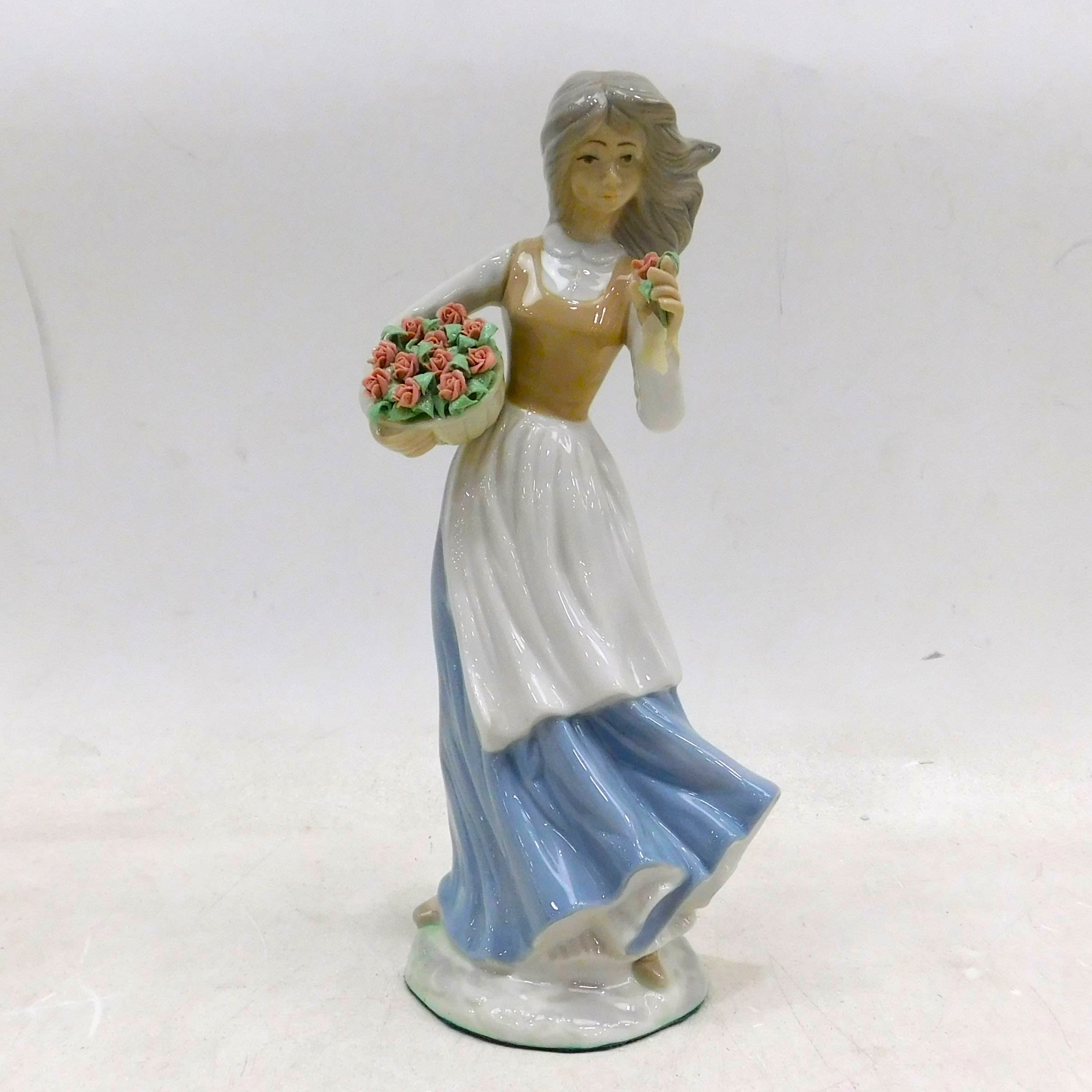 Buy the Tengra Valencia Spain Porcelain Figurine Girl Gathering Flowers ...