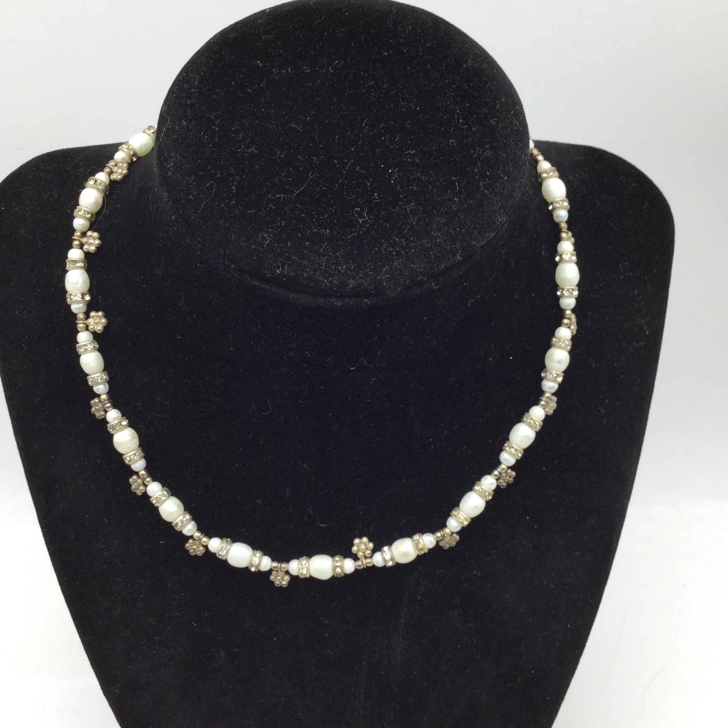 Buy the Sterling Silver FW Pearl Crystal 14in Necklace 16.1g ...