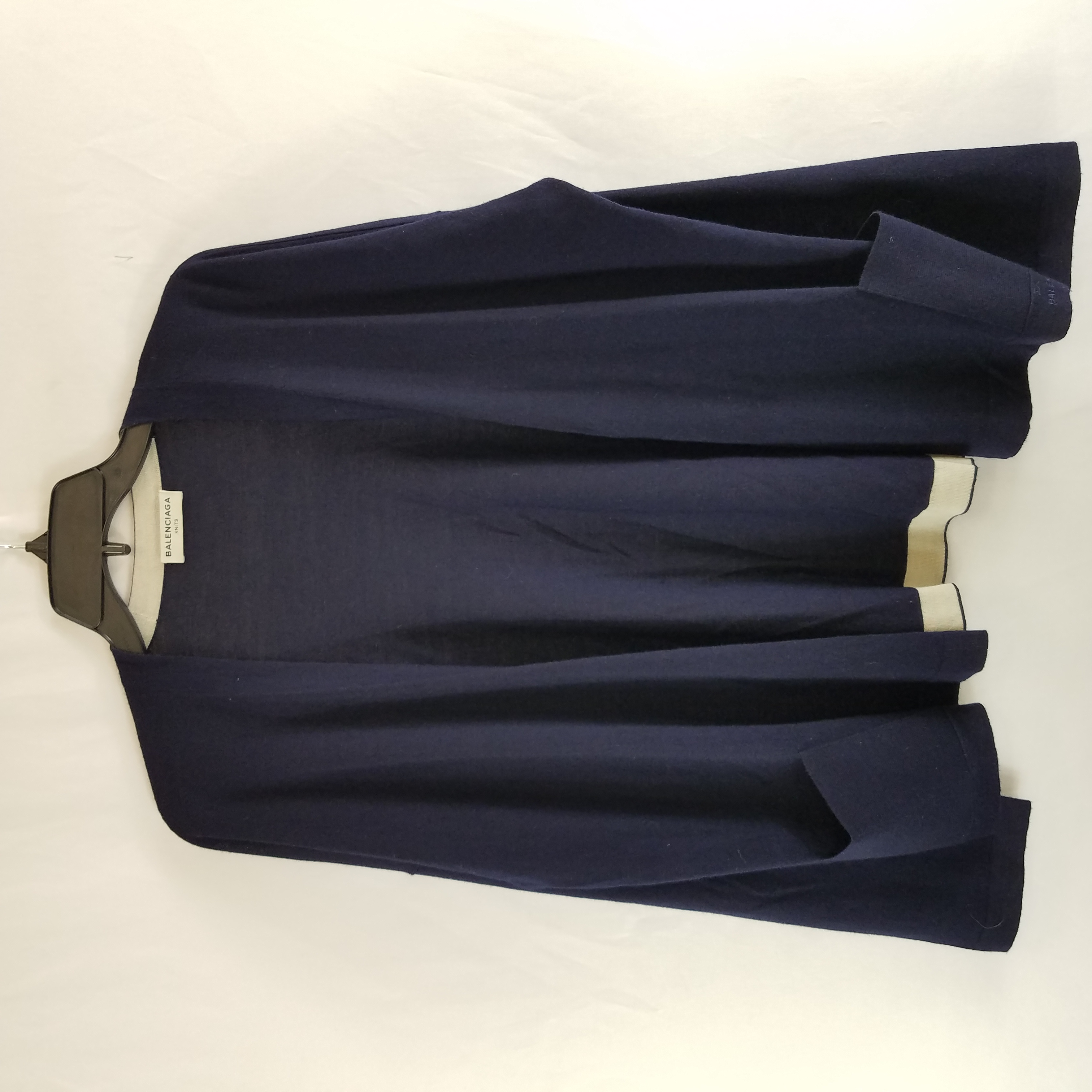 Buy the Balenciaga Women Navy Blue Open Up Knit Cardigan 38 | GoodwillFinds