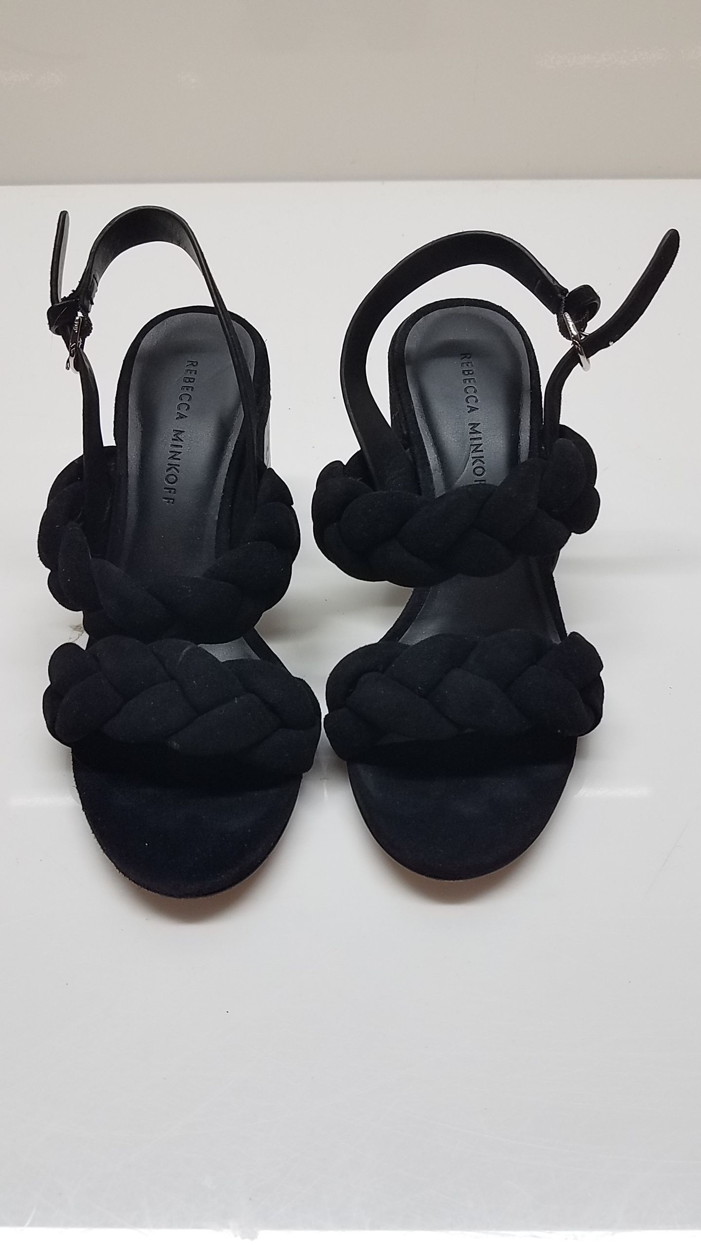 Buy the Rebecca Minkoff Black Leather Heeled Sandals Size 6.5